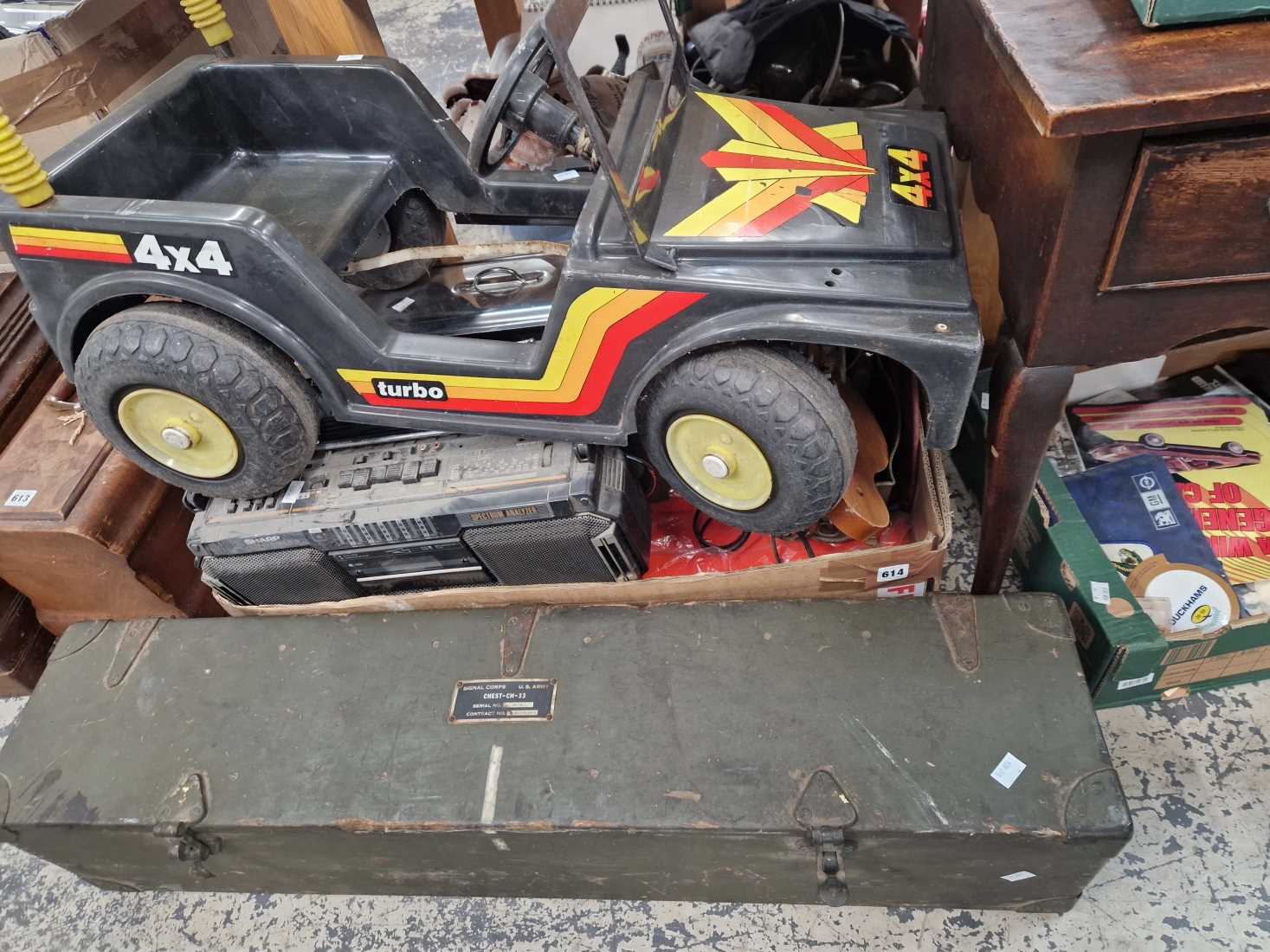 A quantity of motoring ephemera and photographs , two vintage stereos, a fish pan, pedal car, - Image 2 of 2