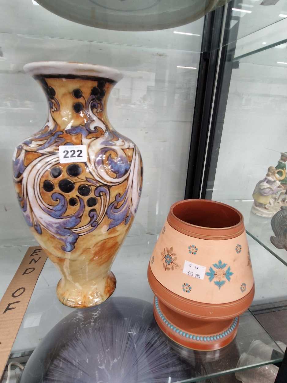 A Doulton Mark Marshall baluster vase H 35cm together with a Watcombe vase H 18cm The Watcombe