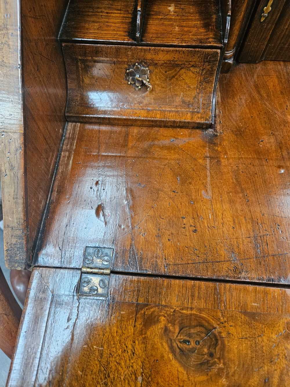 A 17th century style walnut bureau on stand. - Image 42 of 47