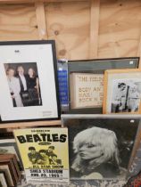 VARIOUS FRAMED PHOTOGRAPHS AND MEMORABILIA TO INCLUDE BARBARA WINDSOR AND SID JAMES, DEBBIE HARRY