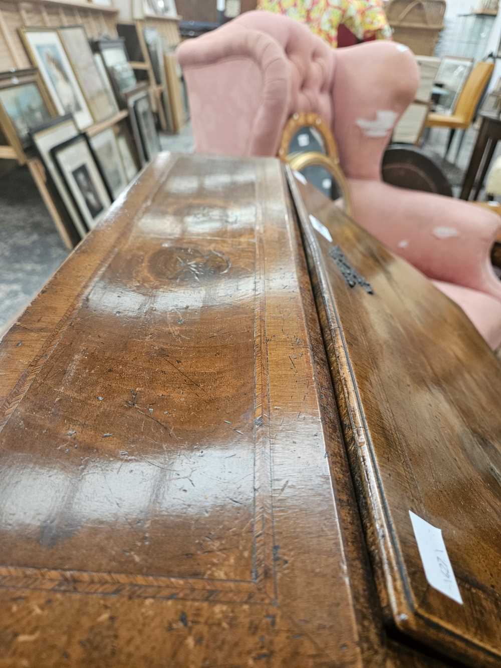 A 17th century style walnut bureau on stand. - Image 2 of 47