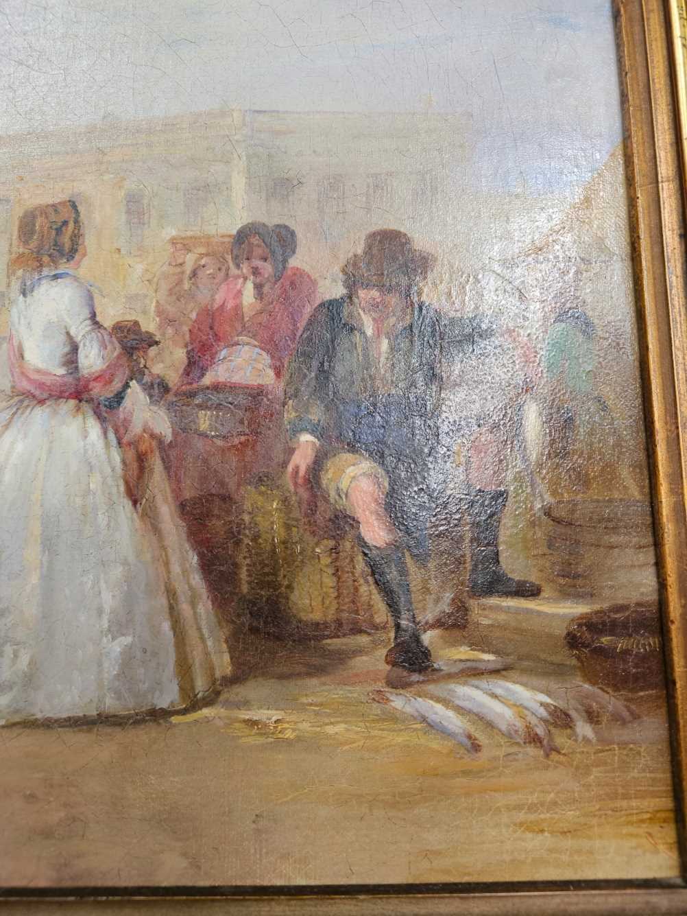 ENGLISH SCHOOL (19TH CENTURY), RAMSGATE MARKET, OIL ON CANVAS, 44 x 34cm. This has been cleaned - Image 6 of 9