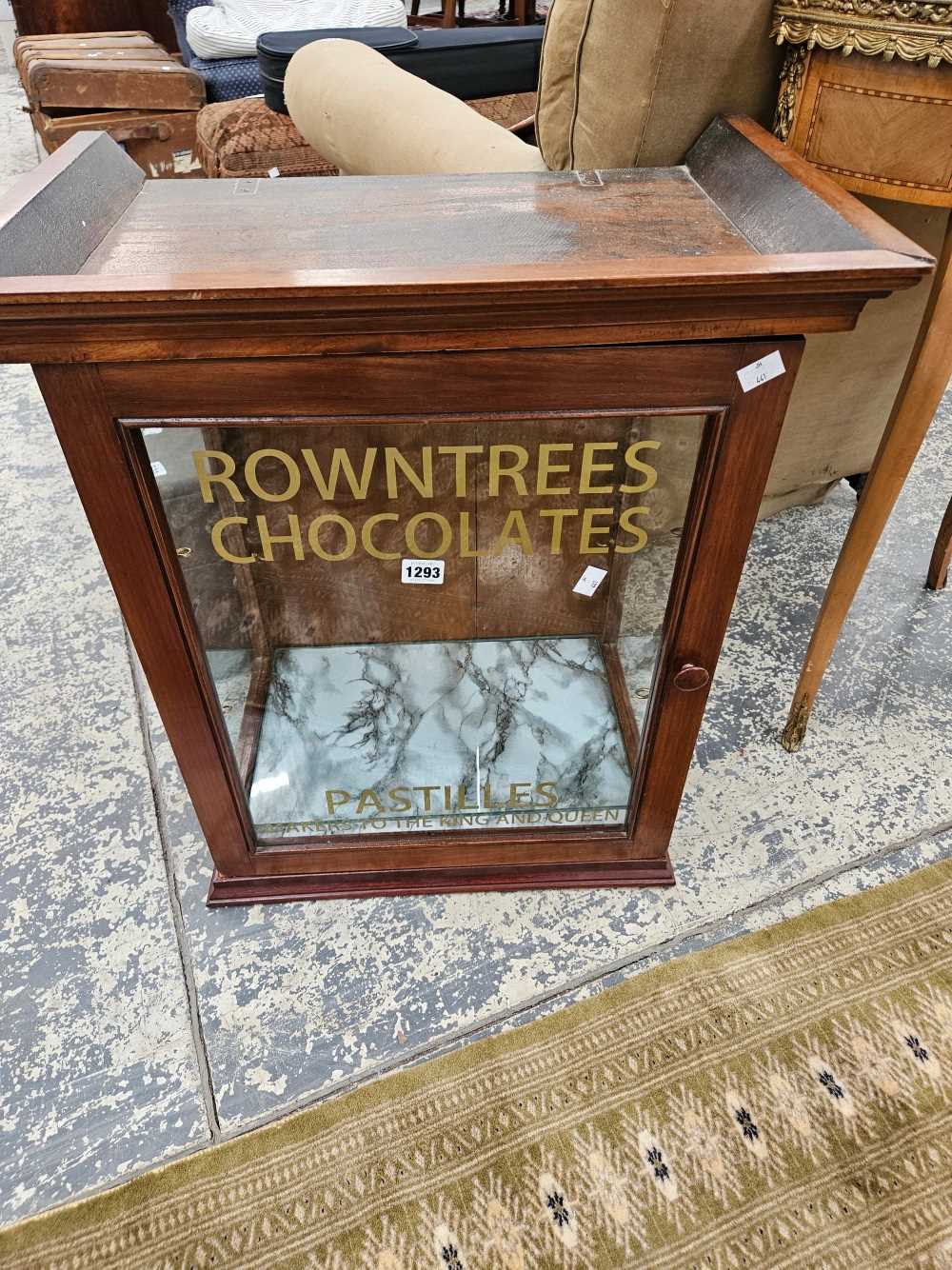 A Vintage display cabinet with Rowntrees logo