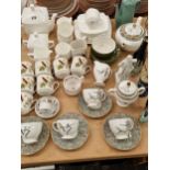 Wedgwood, Johnsons and other tea and coffee wares, a blue jasper sugar caster, a glass penguin, etc