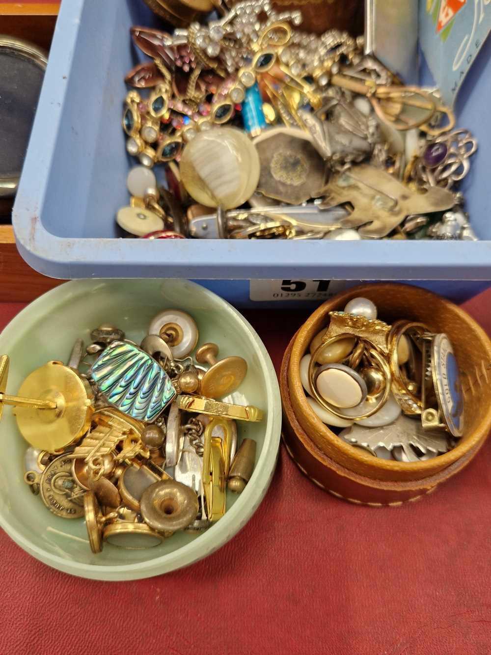 A small enamlled and gilded propelling pencil, silver brooches, various cufflinks, shirt studs, - Image 3 of 3