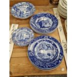 Blue and white wares: Spode Italian pattern and Wedgwood Kate Greenaway figure plates