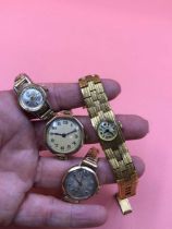 A 9ct hallmarked gold swiss ladies 15 jewel wrist watch on a 9ct gold unhallmarked expanding