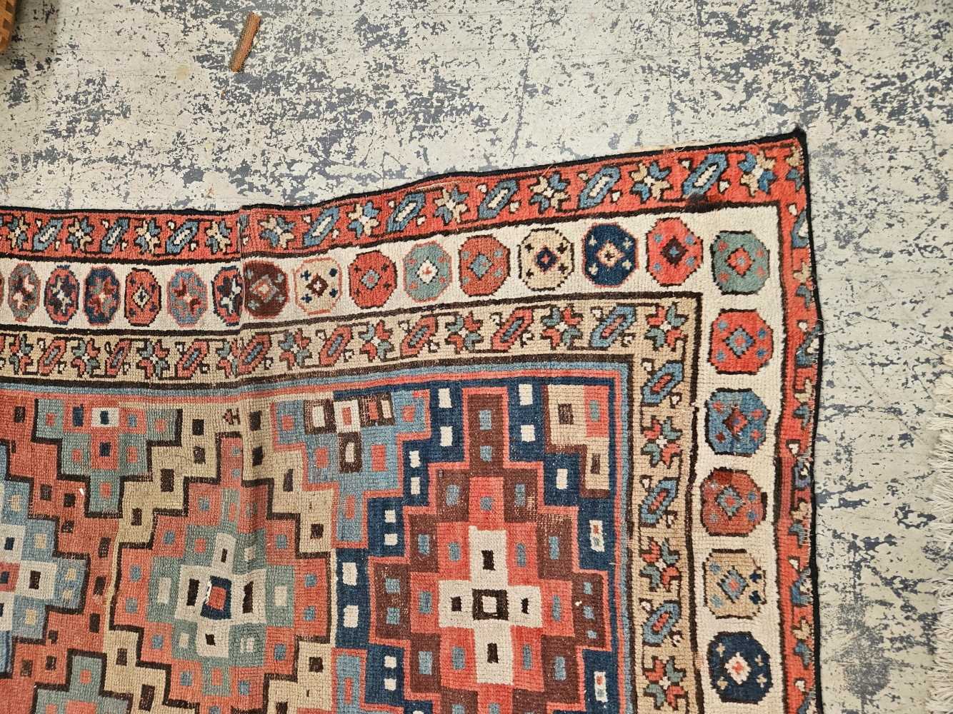 AN ANTIQUE CAUCASIAN TRIBAL RUNNER 304 x 114 cm. - Image 22 of 35