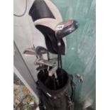 A bag of Howson, Trident, Sootia and other golf clubs