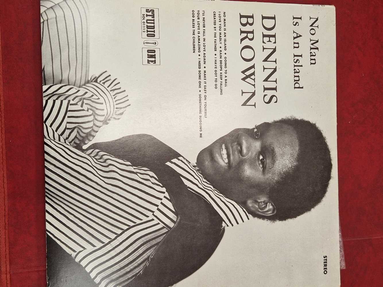 Two LP records, Reggae- Dennis Brown, No man is an island-SOL 01112 and Llodie And The Lowbites,