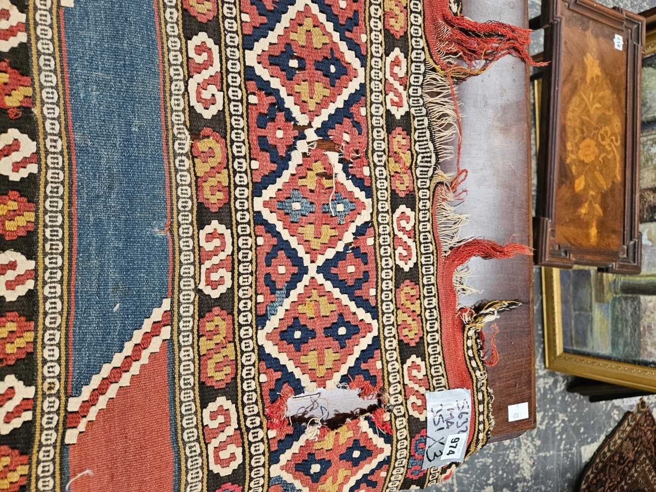 TWO ANTIQUE CAUCASIAN FLAT WEAVE PANELS TOGETHER WITH AN ANTIQUE TURKISH MAT (3) - Image 22 of 41