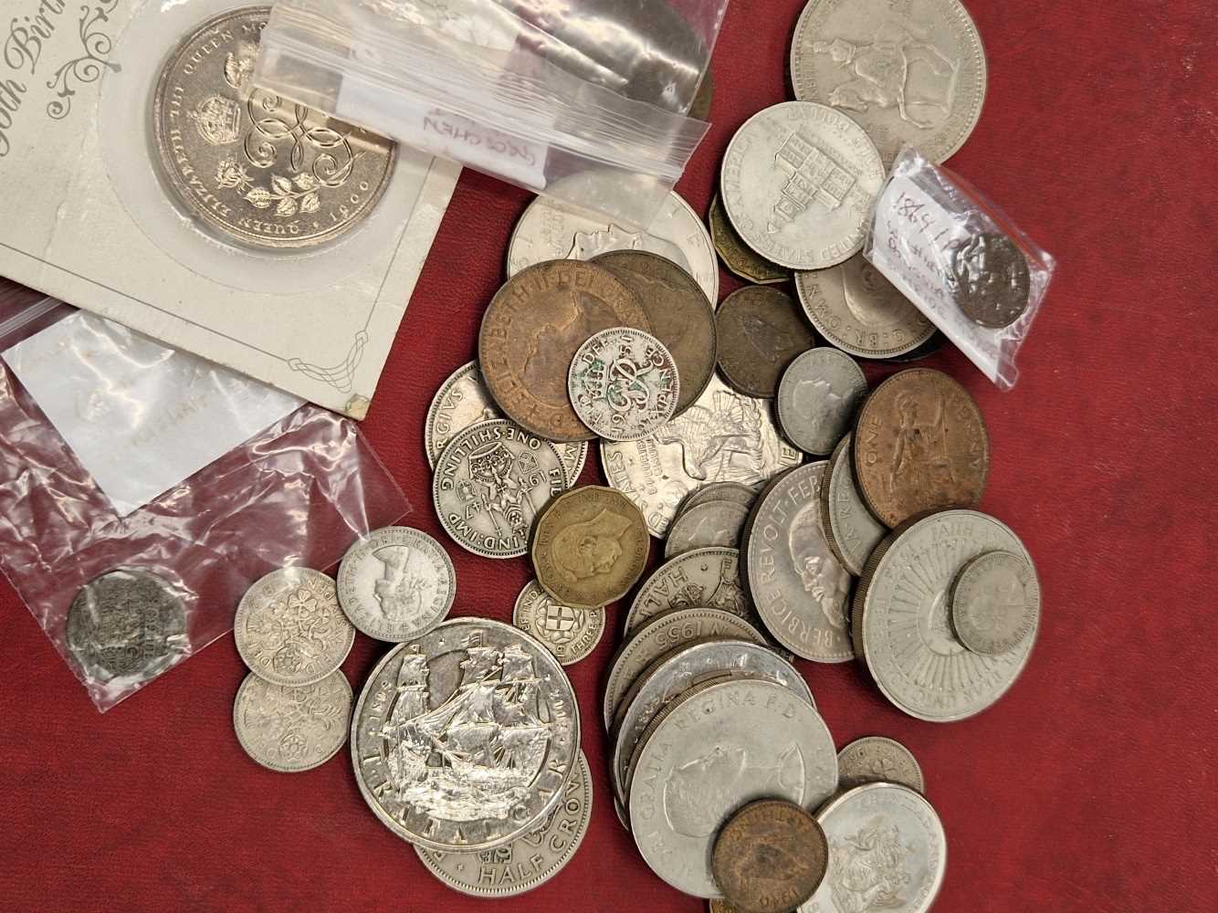 A Victorian 1898 silver Crown and other coins.
