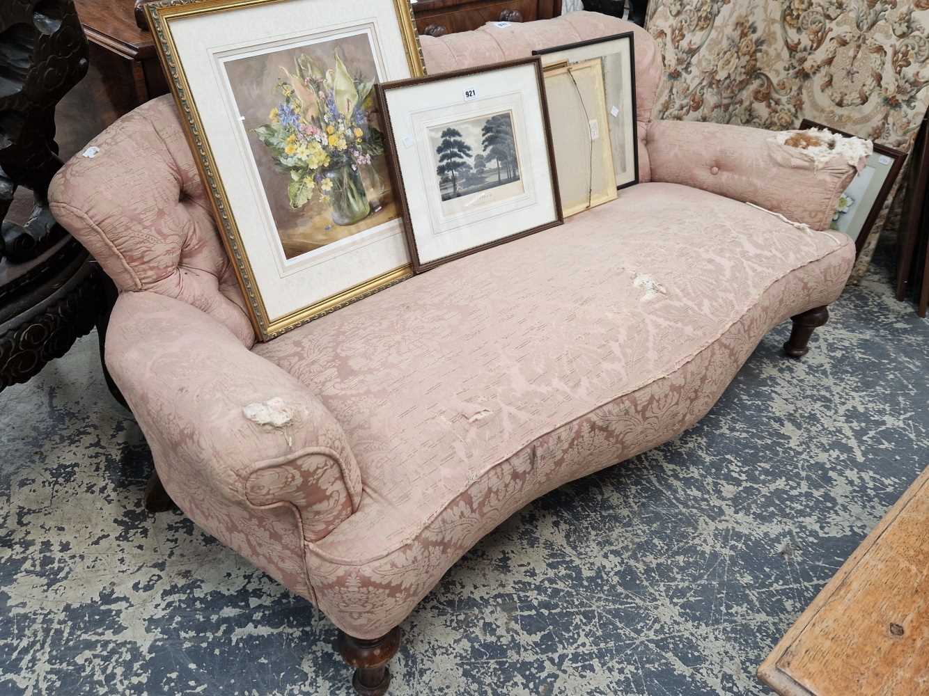 Victorian small sofa. H 66cm W 1512cm D 70cm seat H 38cm