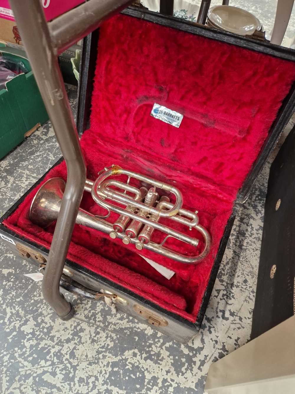 A silver plated cornet.