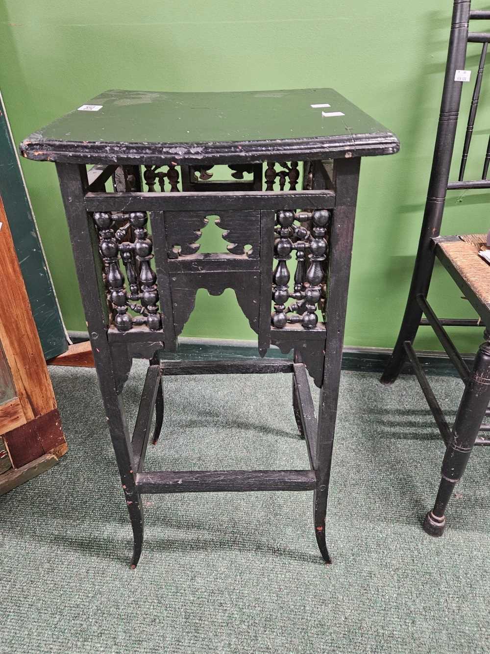 An Arts and Crafts black painted occasional table. - Image 3 of 13