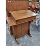 An oak lecturn desk.