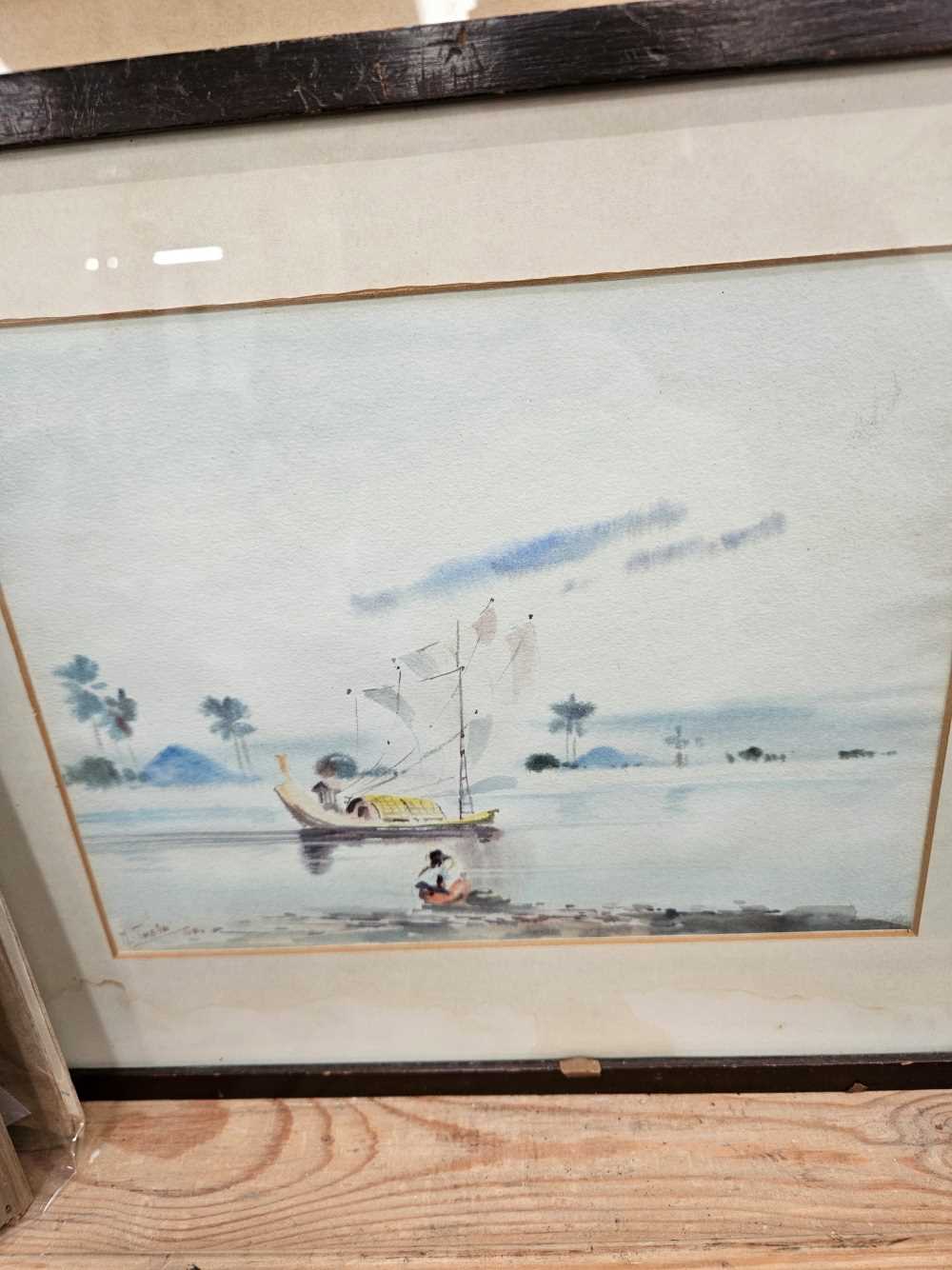 M. THEIN (EARLY 20TH CENTURY), THREE SMALL WATERCOLOUR LANDSCAPES, SIGNED, TOGETHER WITH THREE - Image 4 of 4