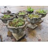 Six garden terrace urns