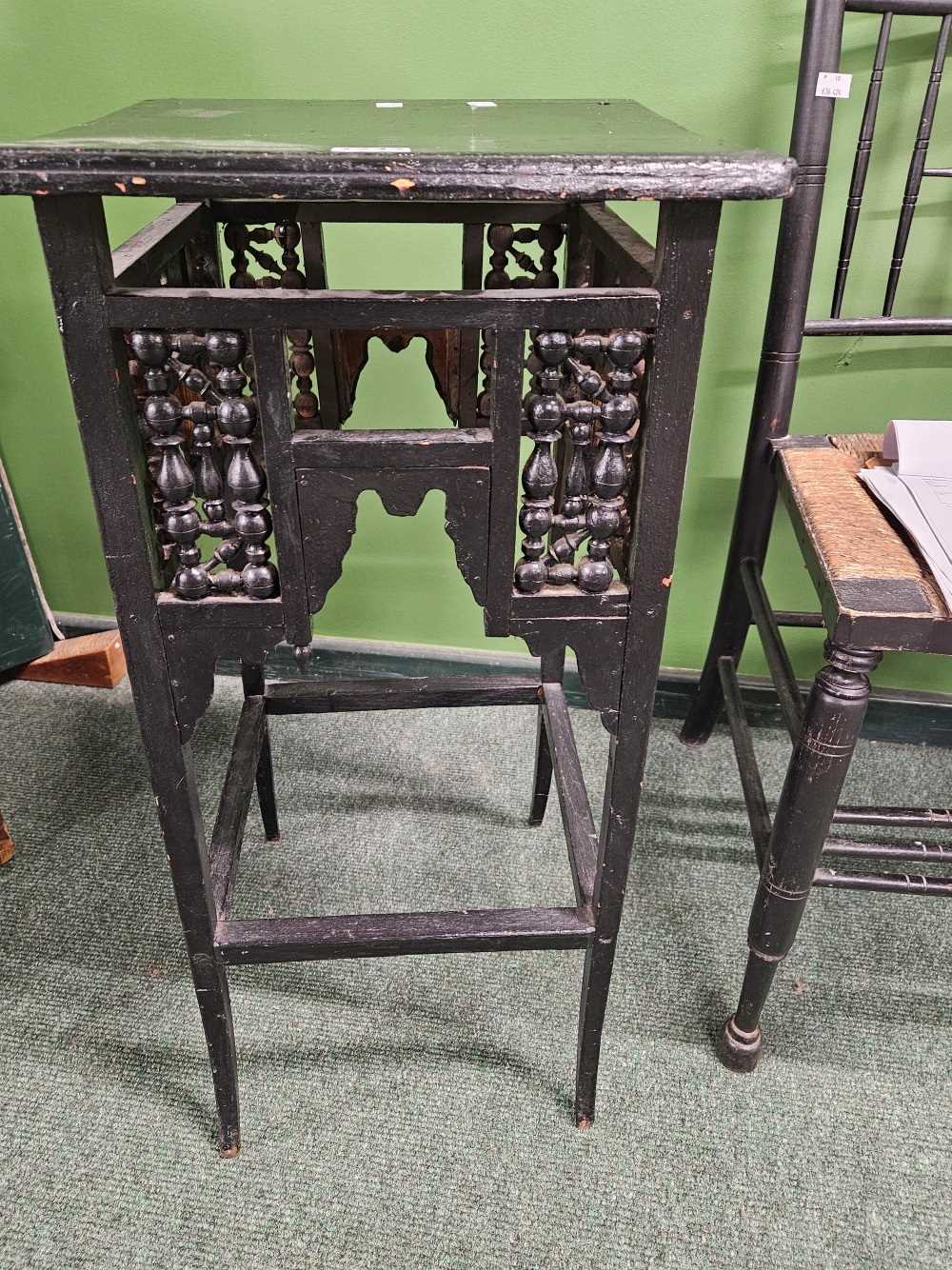 An Arts and Crafts black painted occasional table. - Image 12 of 13