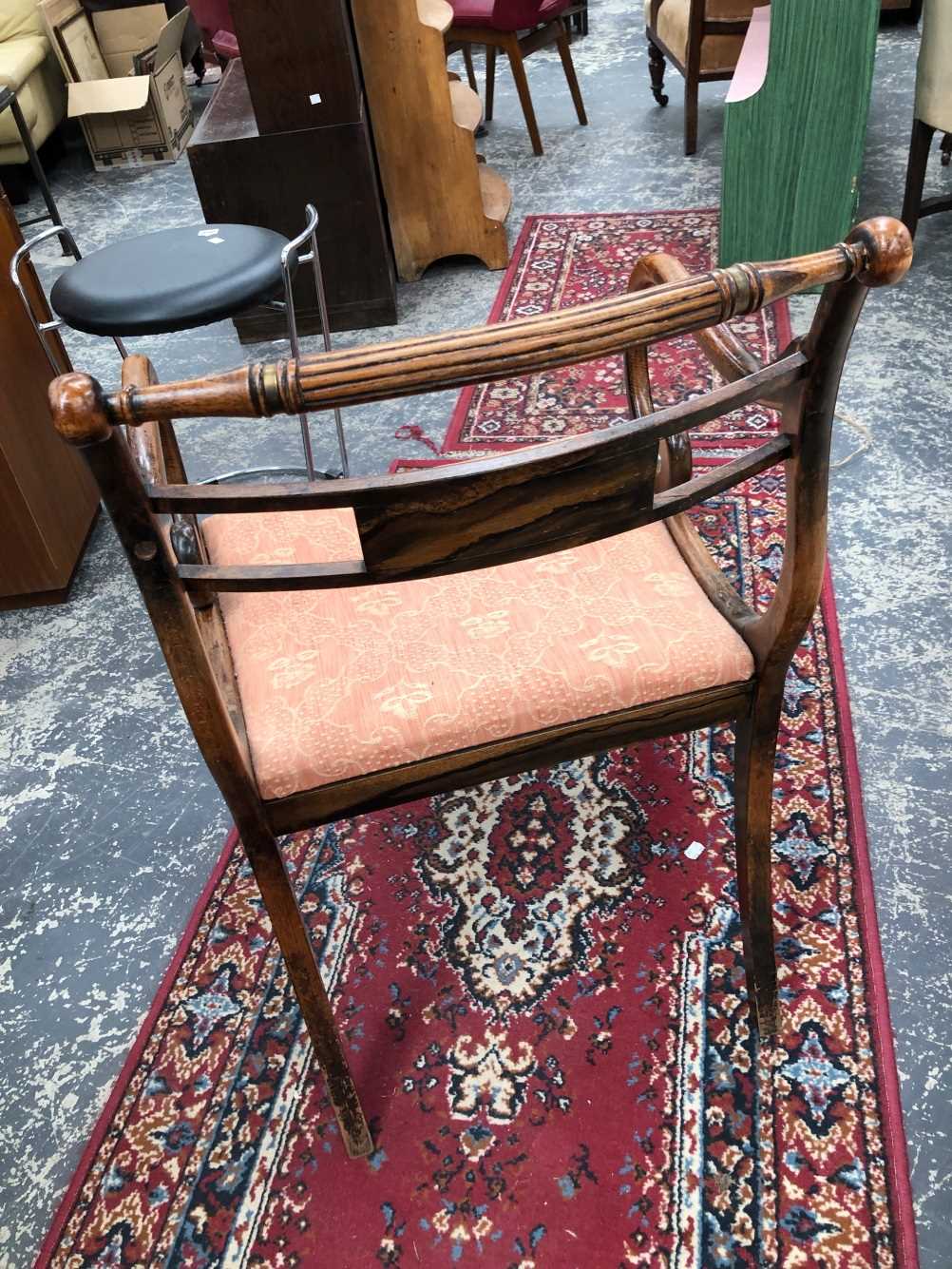 A set of 8 Regency brass inlaid dining chairs. Thank you for your inquiry. Details are carves w 55 x - Image 23 of 35