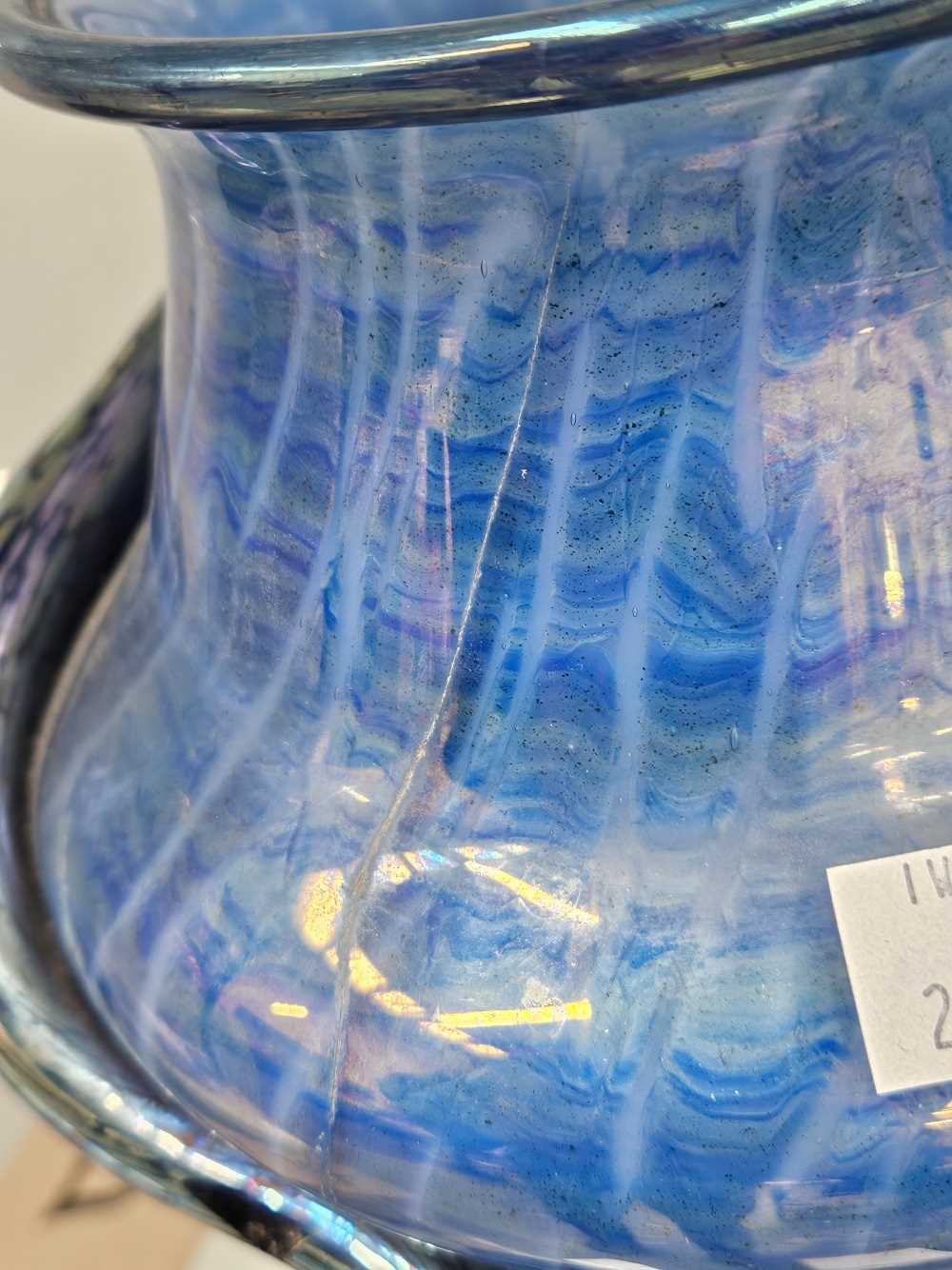 A Loetz type blue art glass vase entwined by a snake. - Image 7 of 13