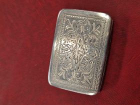 An early Victorian hallmarked silver snuff box with a vesta strike, by Joseph Willmore.