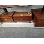 A Regency sarcophagus tea caddy, mahoganu and walnut boxes