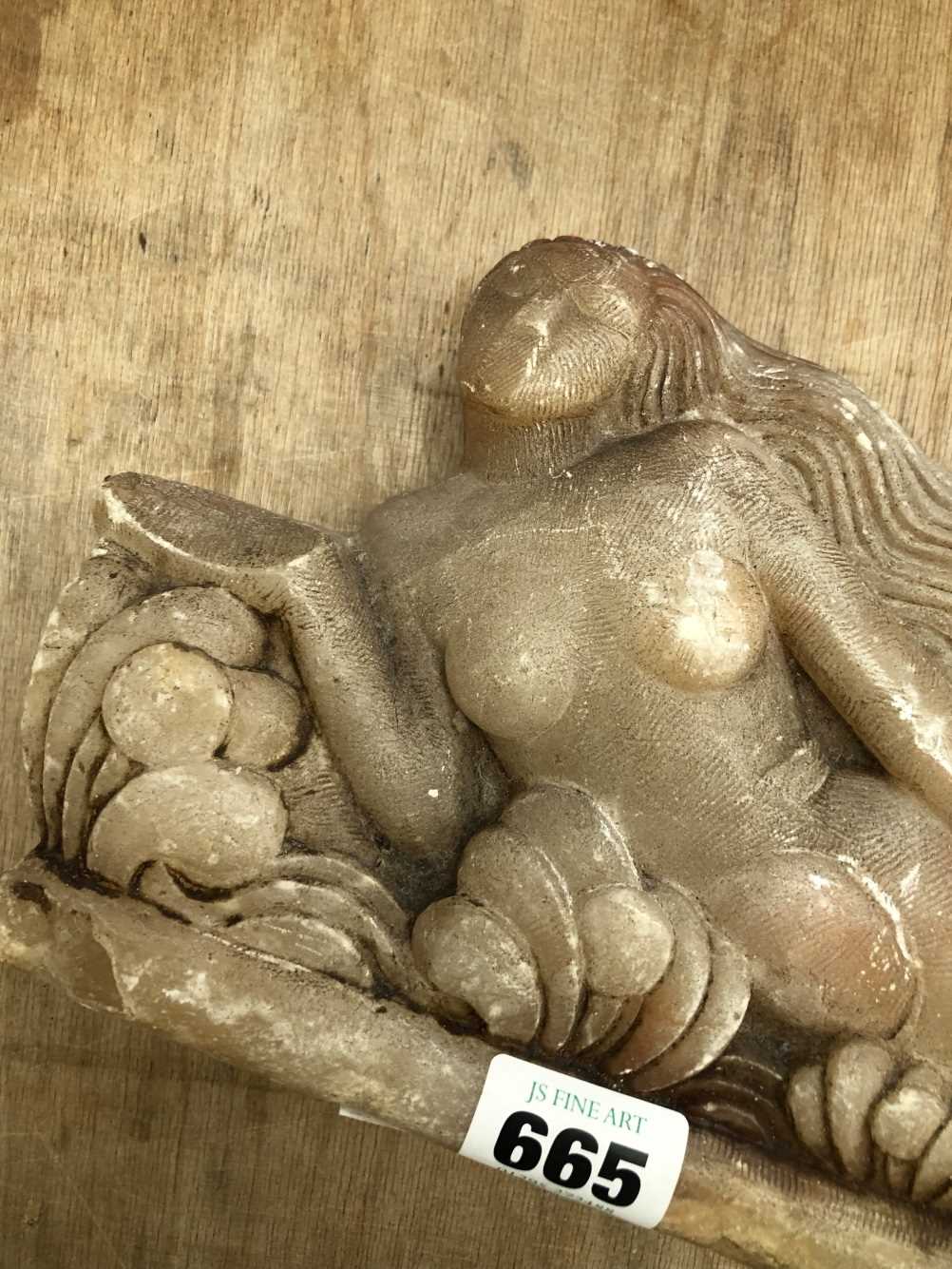 An Art Deco carved soapstone sculpture, Mermaid amidst the waves. This has bruises and abrasions and - Image 10 of 14