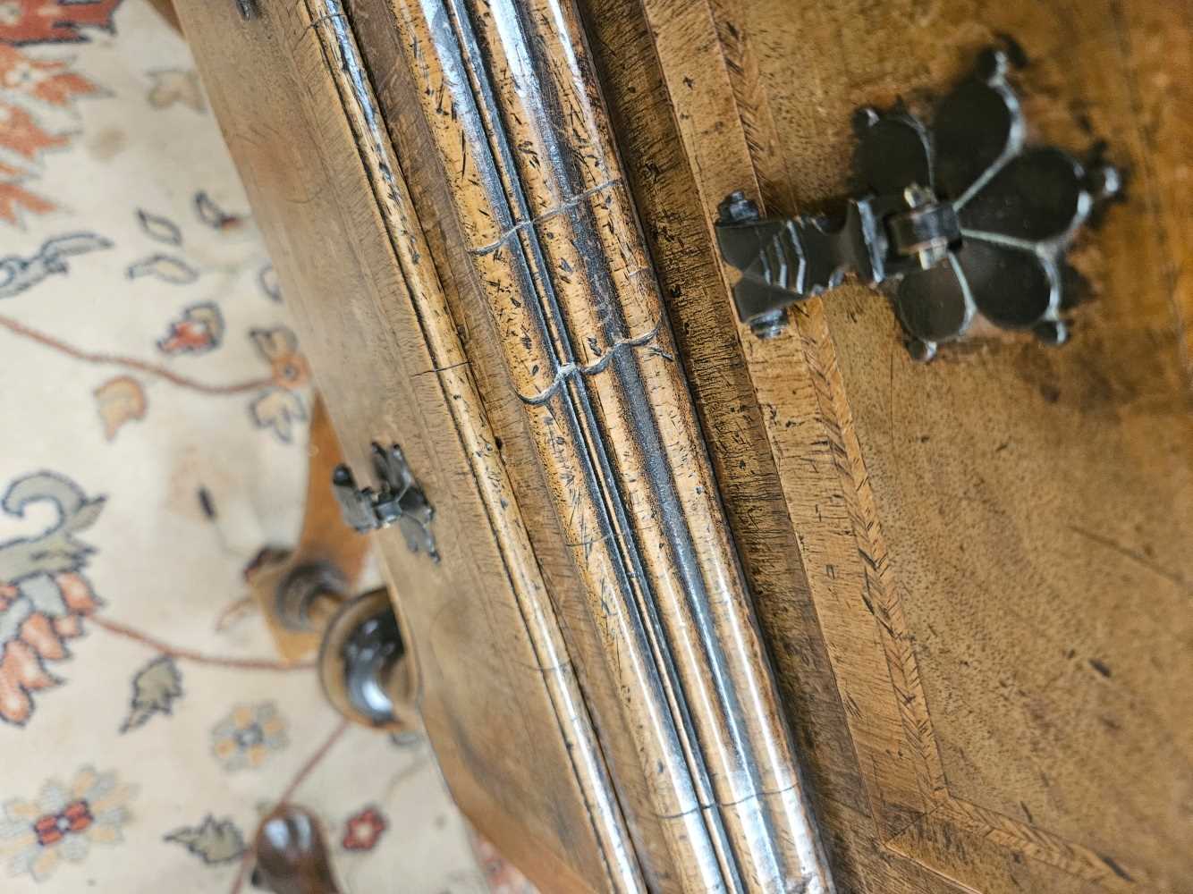 A 17th century style walnut bureau on stand. - Image 7 of 47