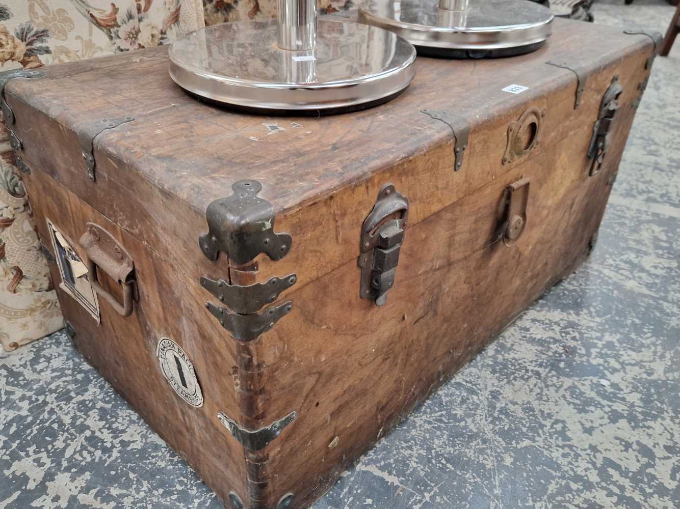 An antique camphor wood brass mounted blanket chest.