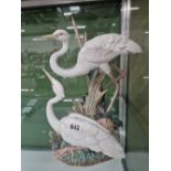 A large Lladro figure of two Crane.