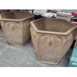 A pair of Doulton art nouveau planters Doulton c1900. Both with various cracks and chips. These