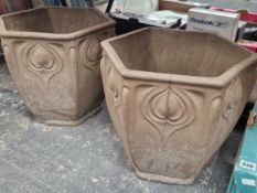 A pair of Doulton art nouveau planters Doulton c1900. Both with various cracks and chips. These