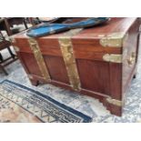 An Oriental hardwood blanket chest.