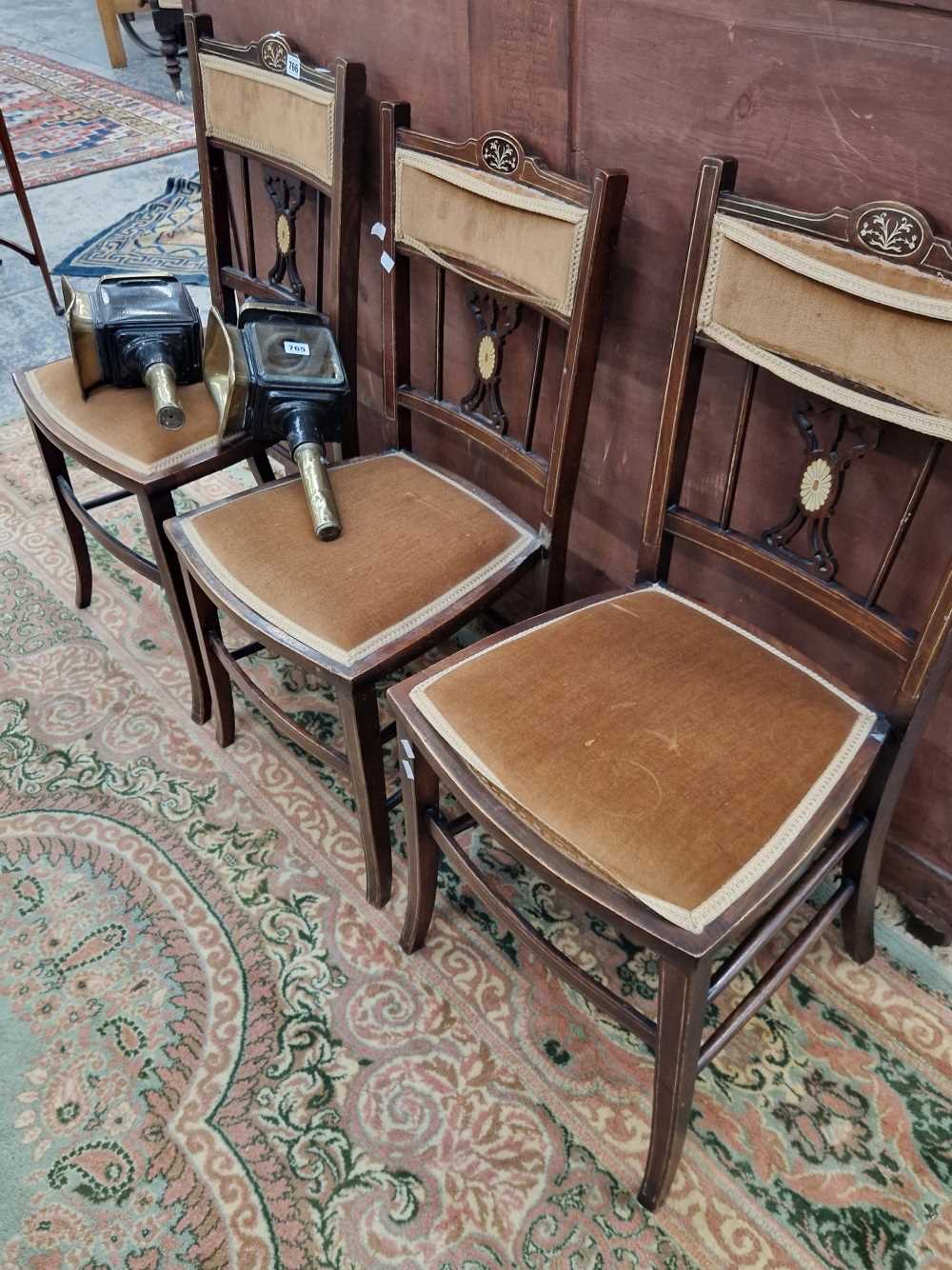 A set of three Edwardian bedroom chairs.