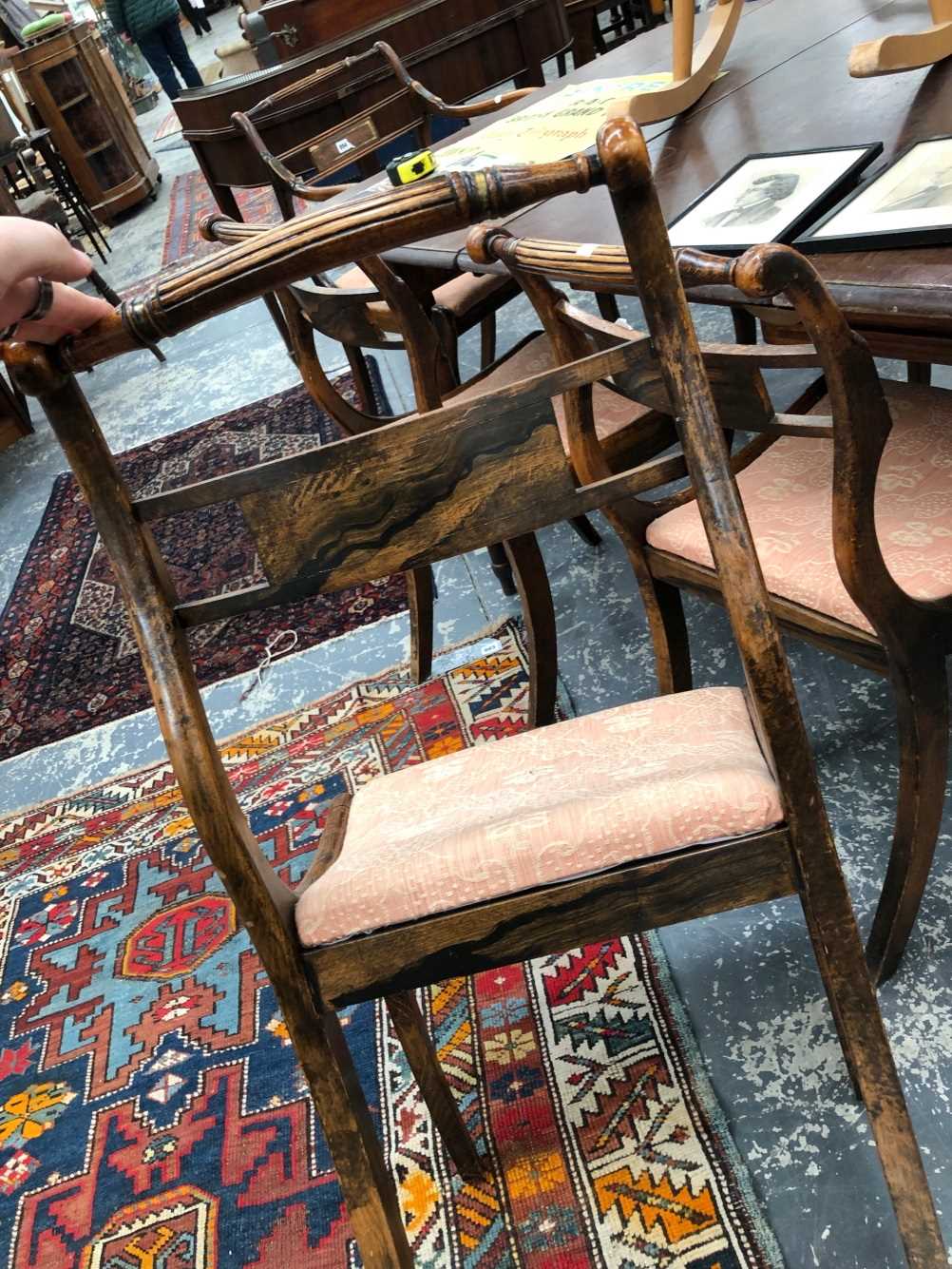 A set of 8 Regency brass inlaid dining chairs. Thank you for your inquiry. Details are carves w 55 x - Image 19 of 35