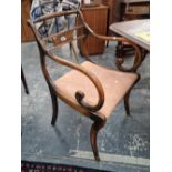 A set of 8 Regency brass inlaid dining chairs. Thank you for your inquiry. Details are carves w 55 x