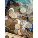 A large box of mainly antique copper and other GB coins.