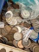 A large box of mainly antique copper and other GB coins.