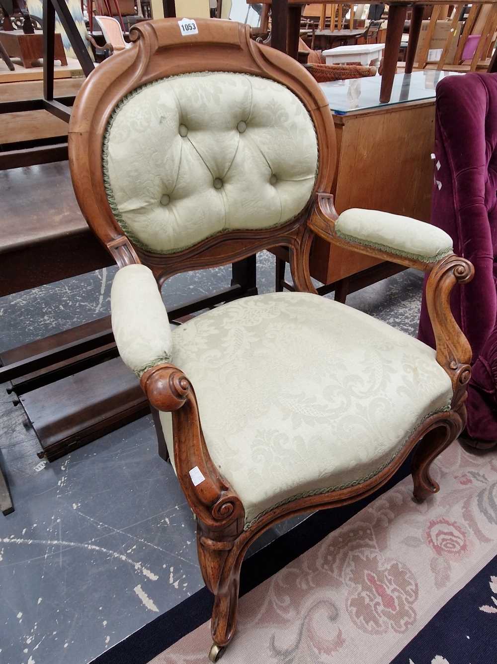 A Victorian show frame desk armchair.