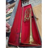 A vintage silver plated trombone