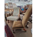 A prayer chair and a Victorian nursing chair.