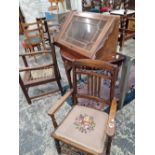 Two armchairs, a corner cabinet and various occasional furniture.