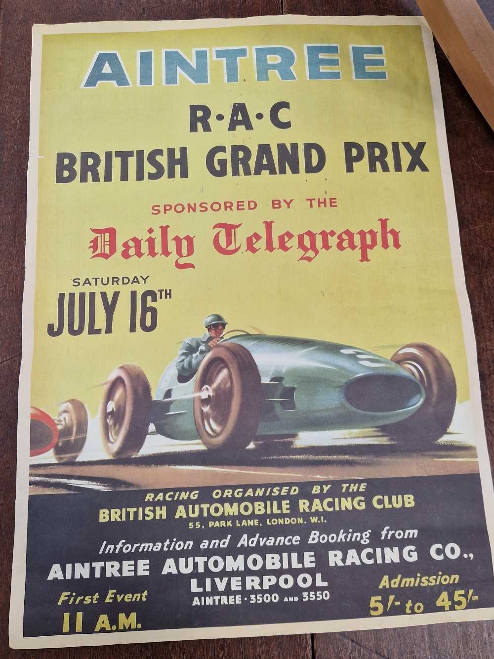 A vintage style Aintree R.A.C British Grand Prix poster.