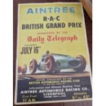 A vintage style Aintree R.A.C British Grand Prix poster.