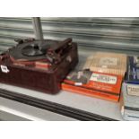 A Recordon bakelite cased player/recorder, recording discs, boxed microphone and receivers