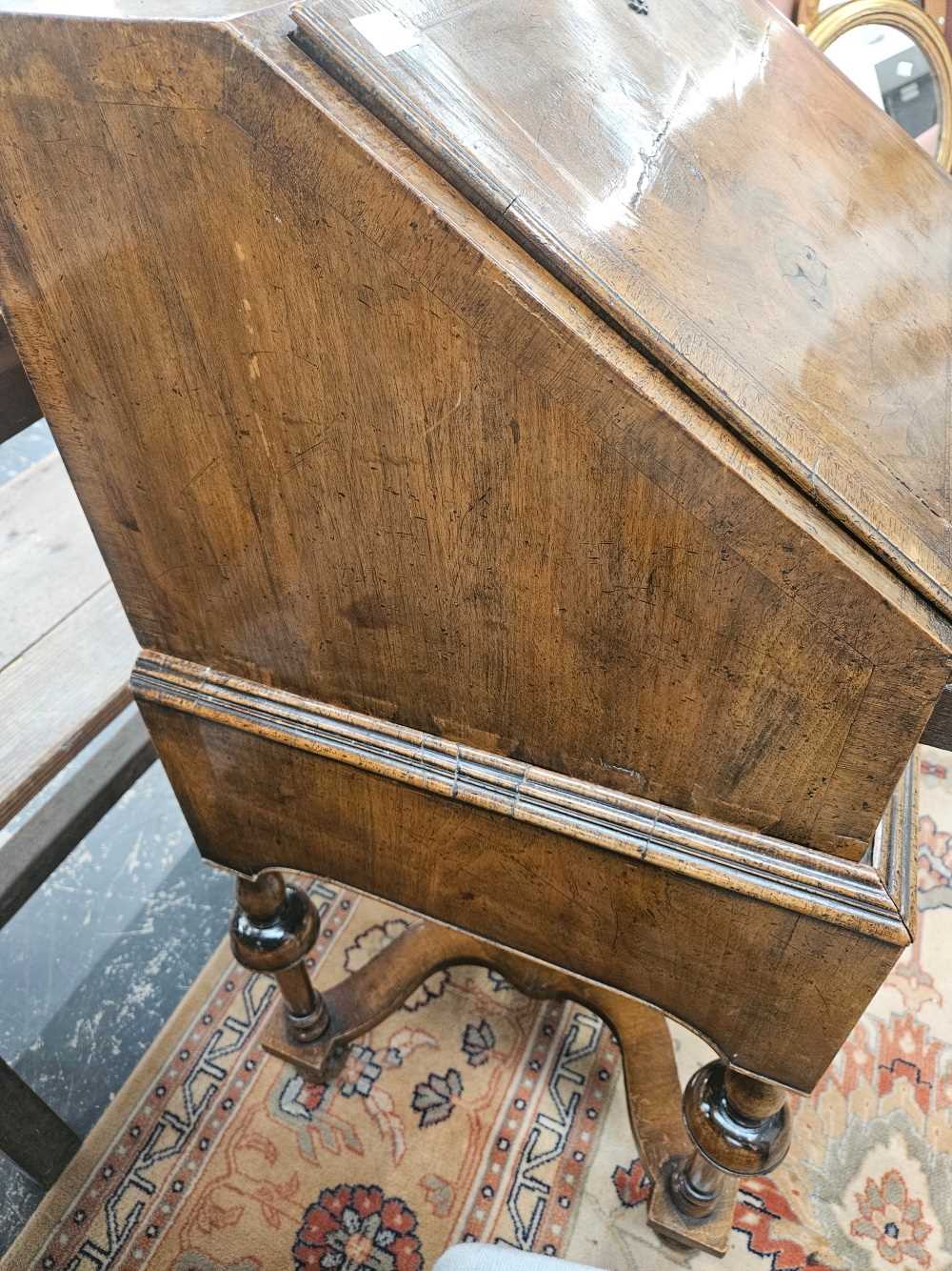 A 17th century style walnut bureau on stand. - Image 3 of 47