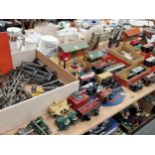 Hornby 0 guage clockwork locomoties, rolling stock, rail, rail side buildings and accessories