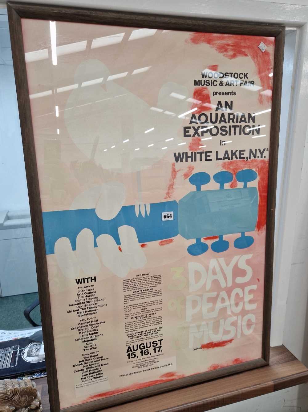 A large vintage poster, Woodstock Music And Arts Fair, Whitelake, New York.