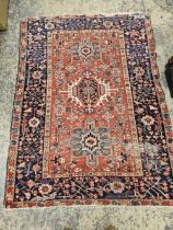 AN ANTIQUE PERSIAN KARADJA RUG 190 x 142 cm.